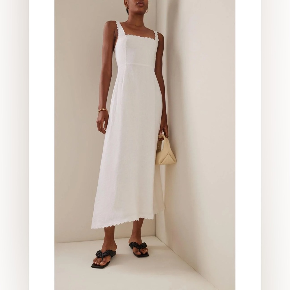 Posse linen dress with scallop trim